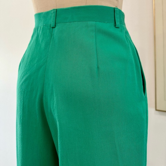 Vintage 80’s Green High-Waist Pleated Trousers - Picture 11 of 15
